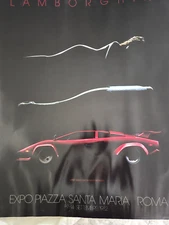 VINTAGE 1982 Lamborghini Countach Expo Piazza Roma Original Car Poster 24x30