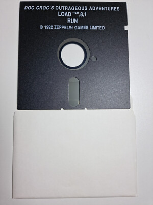 Doc Croc's Outrageous Adventures Commodore C64 128 5.25'' Diskette 1992 Zeppelin