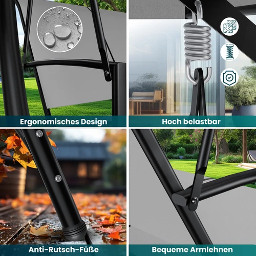 KESSER® Hollywoodschaukel Gartenschaukel mit Sonnendach 3er Schaukelbank 300kg - Bild 7 von 41