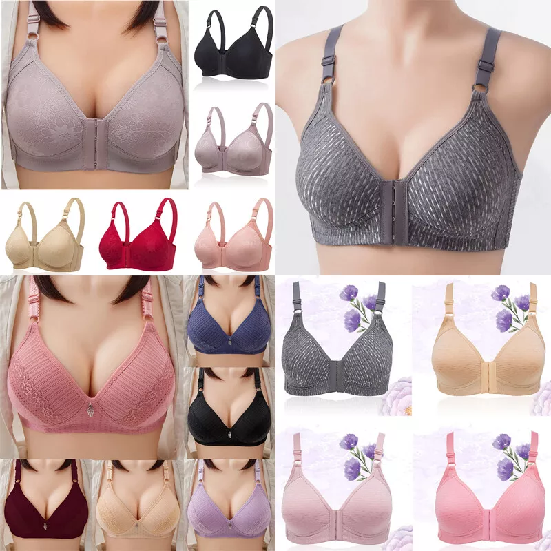 Women Underwear Full Cotton Wireless Bras Front Closure Bra Push Up Plus  Size