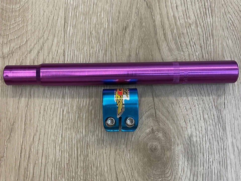 NOS GT Wings BMX Alloy Seat Clamp Blue Color Taiwan Made (FOC Purple Seat Post) - Image 2 of 4