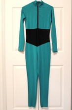 Women's Decorative Long Sleeve Unitard, Size L, Color Green New without Tags