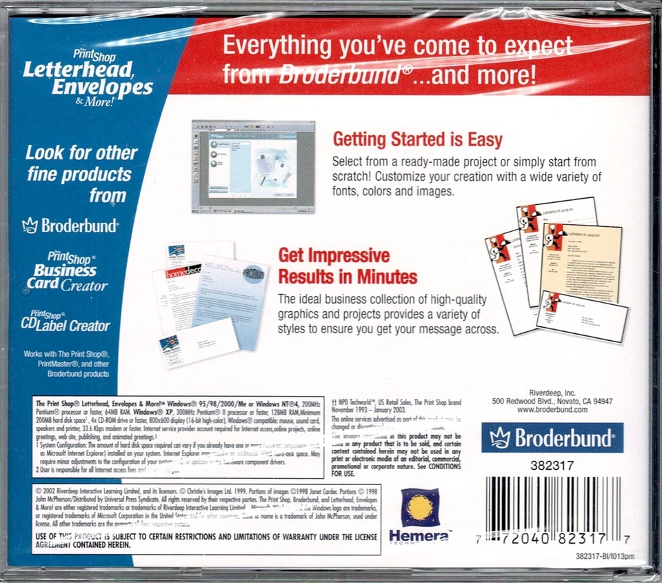 Broderbund Print Shop Letterhead Envelopes and More Pc Brand New XP - Image 2 of 2