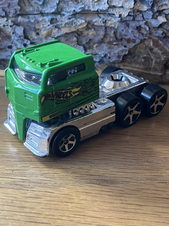 Camión Mattel Hot Wheels 2013 semi Mac plataforma cabina para perros verde ~ F248 Foto 3 de 4