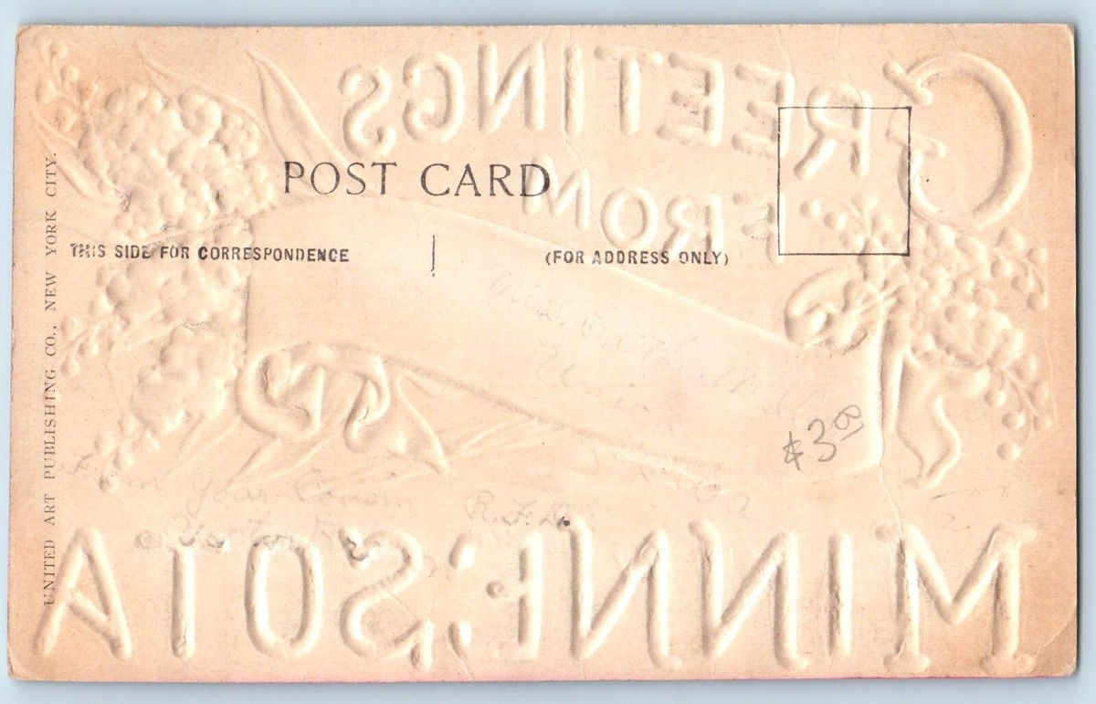 Crookston Minnesota MN Postcard Greetings Glitter Embossed