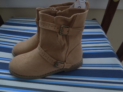 NEW Girl *8* or *9* OLD NAVY Suede Tan Buckle Short Ankle Boots Zipper Western