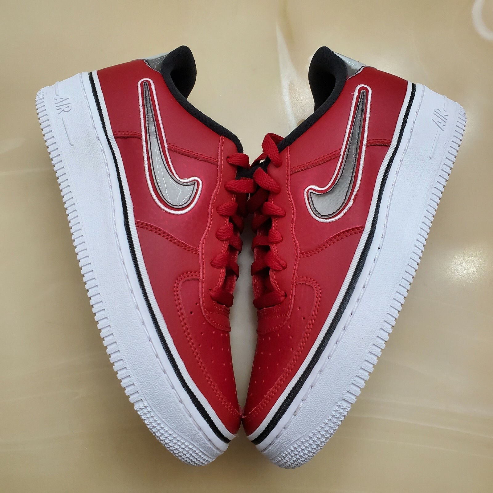 Nike Af1 Air Force 1 Lv8 Varsity Red Black White NBA SNEAKERS Ar0736 600 S  7 for sale online | eBay