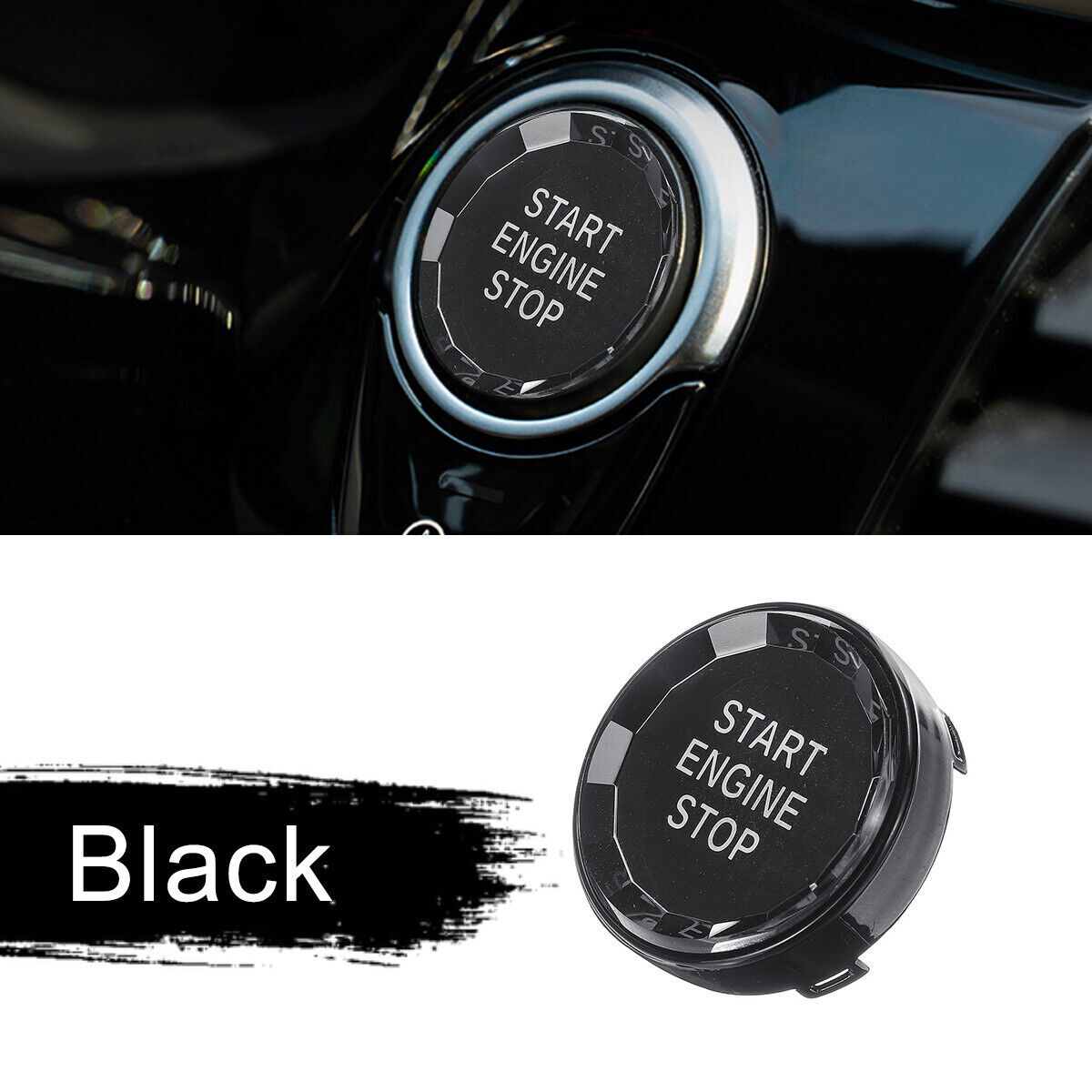 Black Carbon Fiber Engine Start/Stop Button Cover – For BMW 3 Series, 5 Series, X5 E90, E60, F10 – RRX
