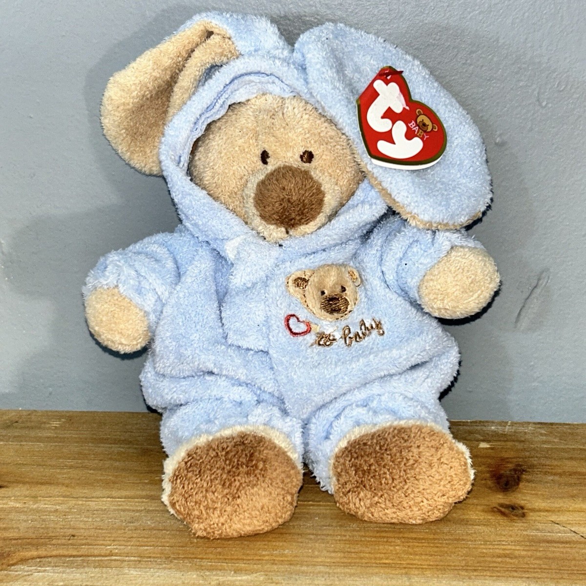 TY Pluffies BABY BEAR BLUE Love To Baby Lovey Plush Stuffed Animal Tags