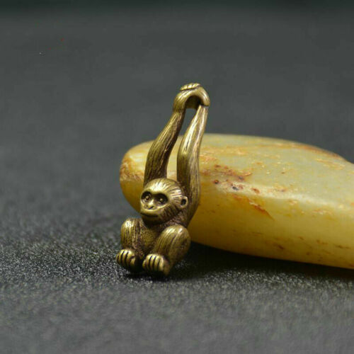 Chinese Antique Bronze Small Handle Lucky Gibbon Monkey Pendant