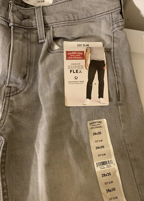New SIGNATURE LEVI STRAUSS & CO Men Jeans Super Flex S37 Slim Fit Gray 28 X30