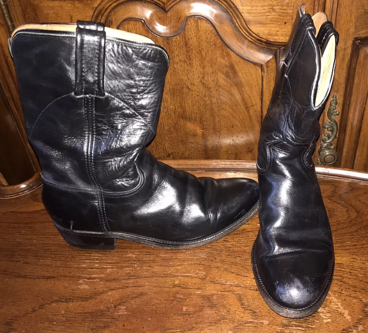 Vintage KNAPP Black Leather Western Cowboy Boots Men’s Size 8.5D