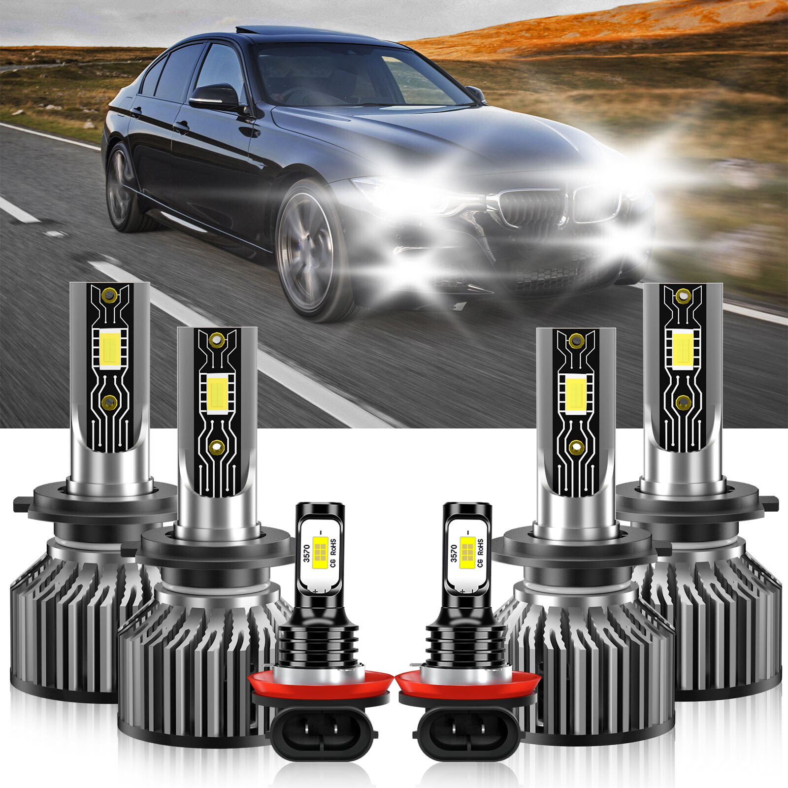 For BMW 340i 2016-2018 LED Headlight High Low Beam Fog Light Bulb 6500K White