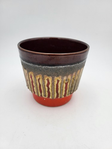 2 x fat lava ceramic flower pot planter ø14 cm German pottery WGP 70s - Picture 6 of 10