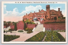 R.B. Mellon Residence Beechwood Boulevard Pittsburg PA White Border Postcard