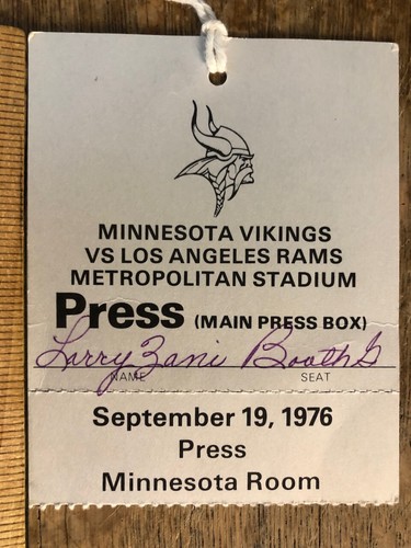 Minnesota Vikings Los Angeles Rams NFL Football Press Pass Ticket September 1976 - Picture 2 of 3