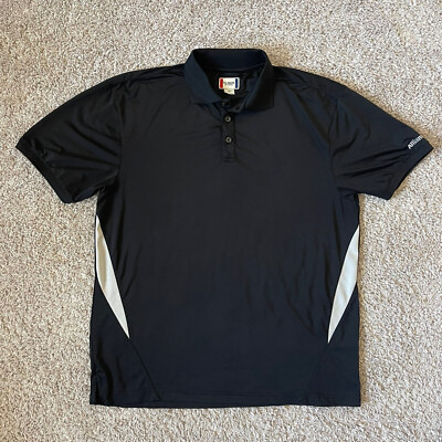 Clique Polo Shirt Mens Sz Large Sleeve Embroidered  Allianz  Black Short Sleeve