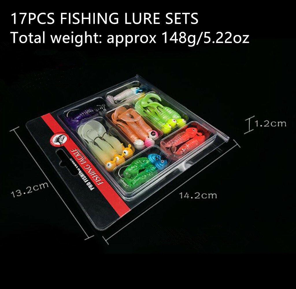 17Pcs/Set Soft Silicone Fishing Lures Jig Head Hooks Worm Soft Swimbaits Hooks - Image 5