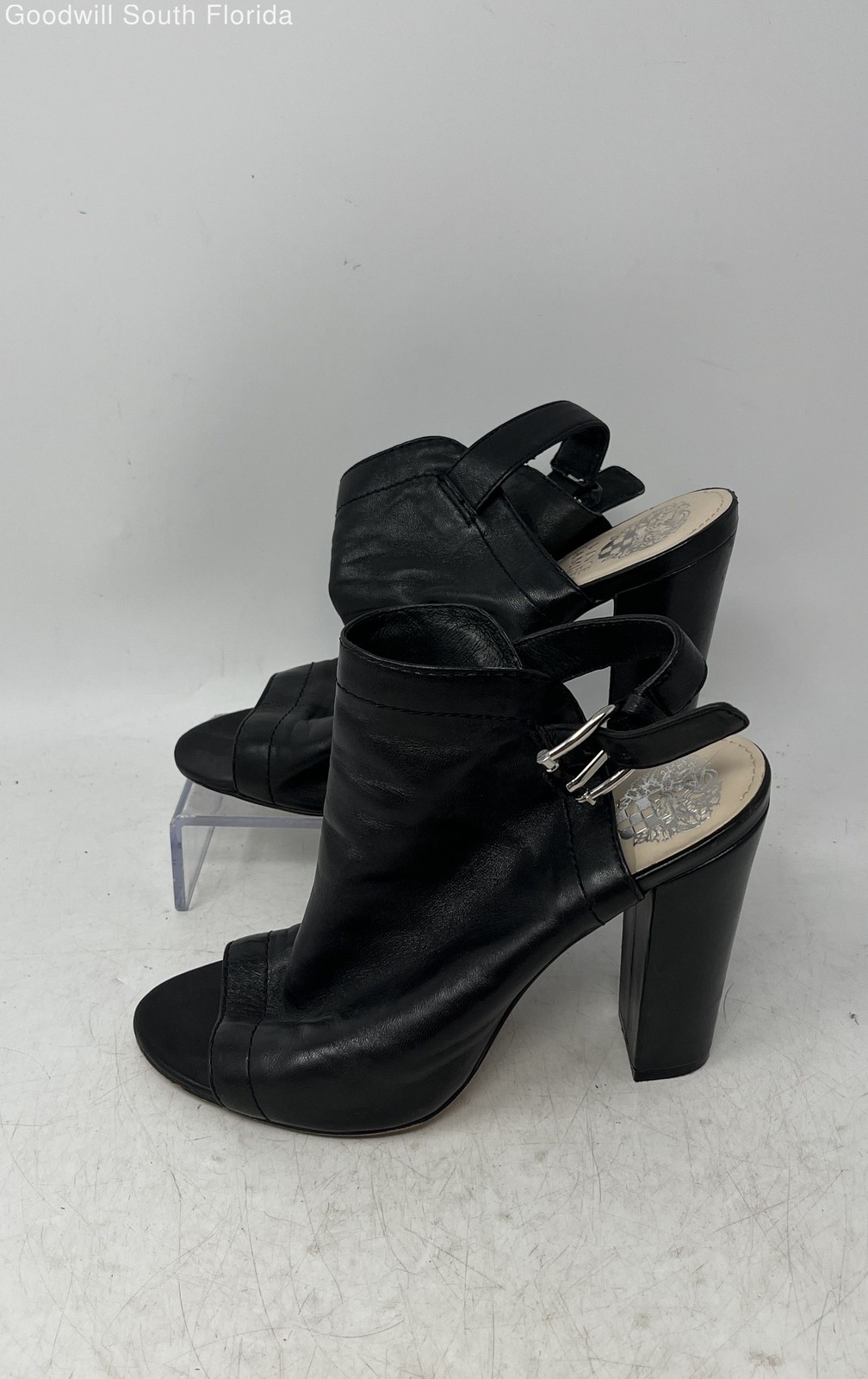 Vince Camuto Womens Vamelia Black Leather Block Heel Ankle Booties Size 7M