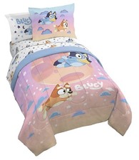 Bluey Twin Bedding Set Polyester Comforter Pillowcase Flat Sheet Cartoon