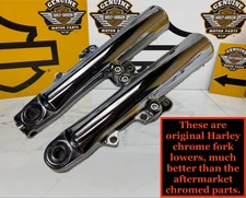 14-25 OEM Harley Touring Stock 49mm Front Fork Lower Legs Sliders Chrome