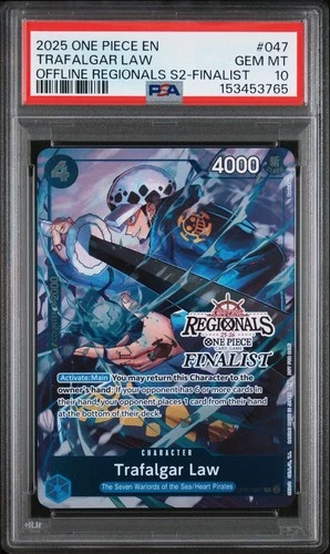 2025 ONE PIECE OFFLINE REGIONALS FINALIST OP07-047 TRAFALGAR LAW PROMO PSA 10