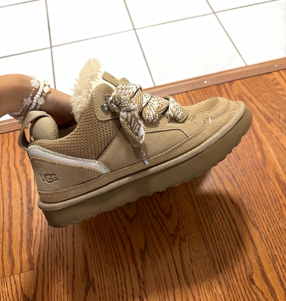 Ugg Slipper Shoes With Laces UGG Kids Lace Trimmed Slippers Neutrals FARFETCH ZA