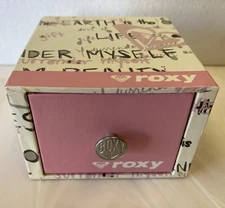 EMPTY Roxy Quiksilver Watch GIFT BOX Pink Pull Out Drawer & Pillow Metal Knob 4"