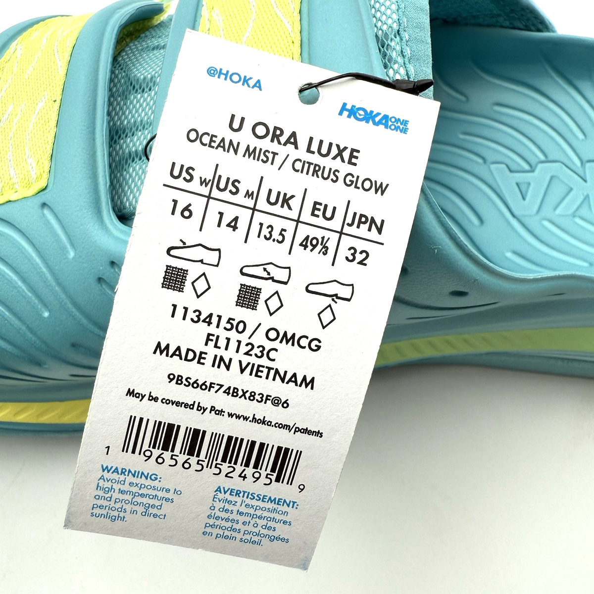 Hoka One One Ora Luxe Recovery Slide Sandals Men's 14 Ocean Mist