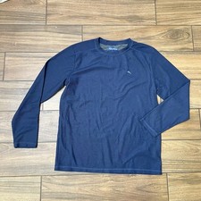 Tommy Bahama Thermal Shirt Men  s M Navy Blue Crew Neck Long Sleeve Waffle Knit