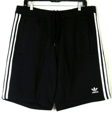 ADIDAS Originals TreFoil Draw String Black Knit 3 Stripes Sweat Shorts Men's LRG
