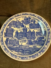 Vintage Vernon Kilns Historic Des Moines Iowa Blue And White Souvenir Plate