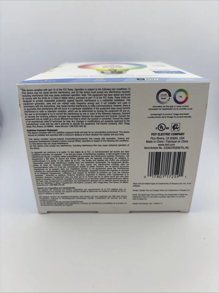 Smart WIFI Lightbulb Color Changing LED Filament & Globe Bulb G30 Feit Electric - Image 4 of 4