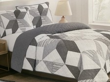 3 Piece Quilt Set Reversible Origami Patchwork - QUEEN
