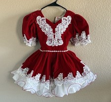VTG Children s Size 6 Red Holiday Dress with Beads and Lace Trim Christmas