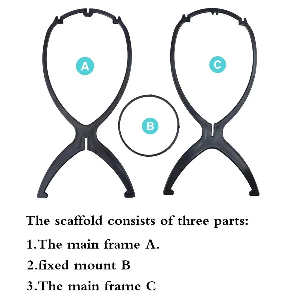 6 Pack Wig Stand Holder, Portable Collapsible Wig Holder Stand for 14.2 In Black - Image 4 of 4