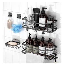 5 Pk Adhesive Shower Caddy Wall Mounted Bathroom Shower Shelves with Soap Holder
