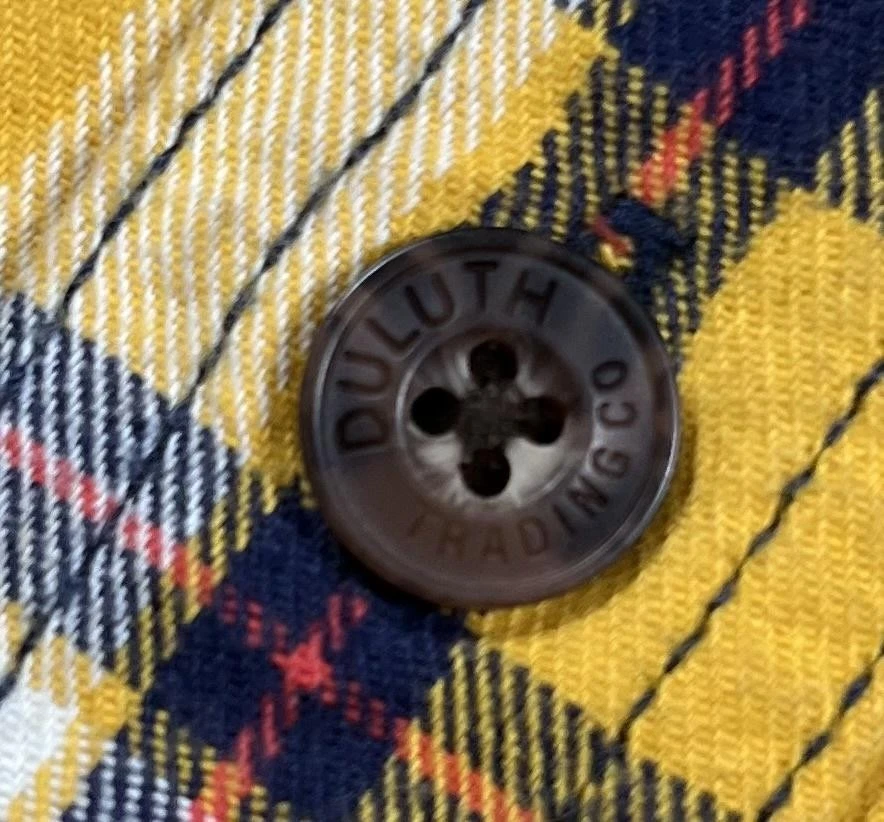 Duluth Trading Co Shirt Mens 3XL Tall Yellow Navy Plaid Flannel Long Sleeve - Image 4 of 4