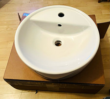 IKEA TORNVIKEN White Ceramic Round Vessel Basin 45cm 1 Tap Hole Overflow