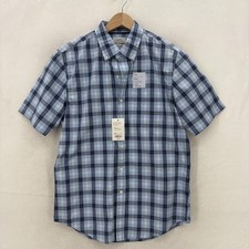 Croft  Barrow Easy Care Shirt Mens Small Blue Plaid Short Sleeve Button Up NWT