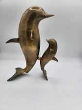 Vintage Mid Century Brass Dolphin Mother With...