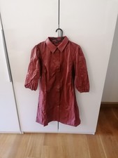 Lederimitat Kleid Damen Farbe weinrot mit Kragen Größe 42 knielang