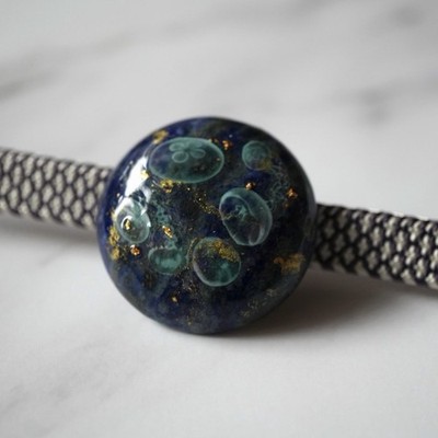 帯留め　Lapis Lazuli Jellyfish Obi Clasp Japanese Ocean Kimono Accessory, Starry Sea