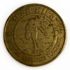 Vintage 1" Baseball Arcade Token "Iron Mike Master Pitching Machine"  