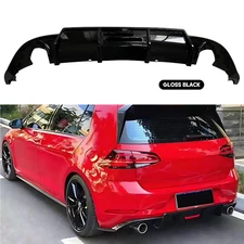Rear Bumper LED Shark Fin Diffuser Gloss BK For VW Golf MK7.5 All Series 17-20