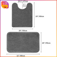 Badematten Set 2-Teilig Rutschfest Weich Mikrofaser 50X60Cm 50X80Cm Dunkelgrau