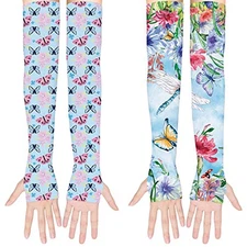 2 Pairs Gardening Sleeves for Women Sun Protection Arm Sleeves for Women 02