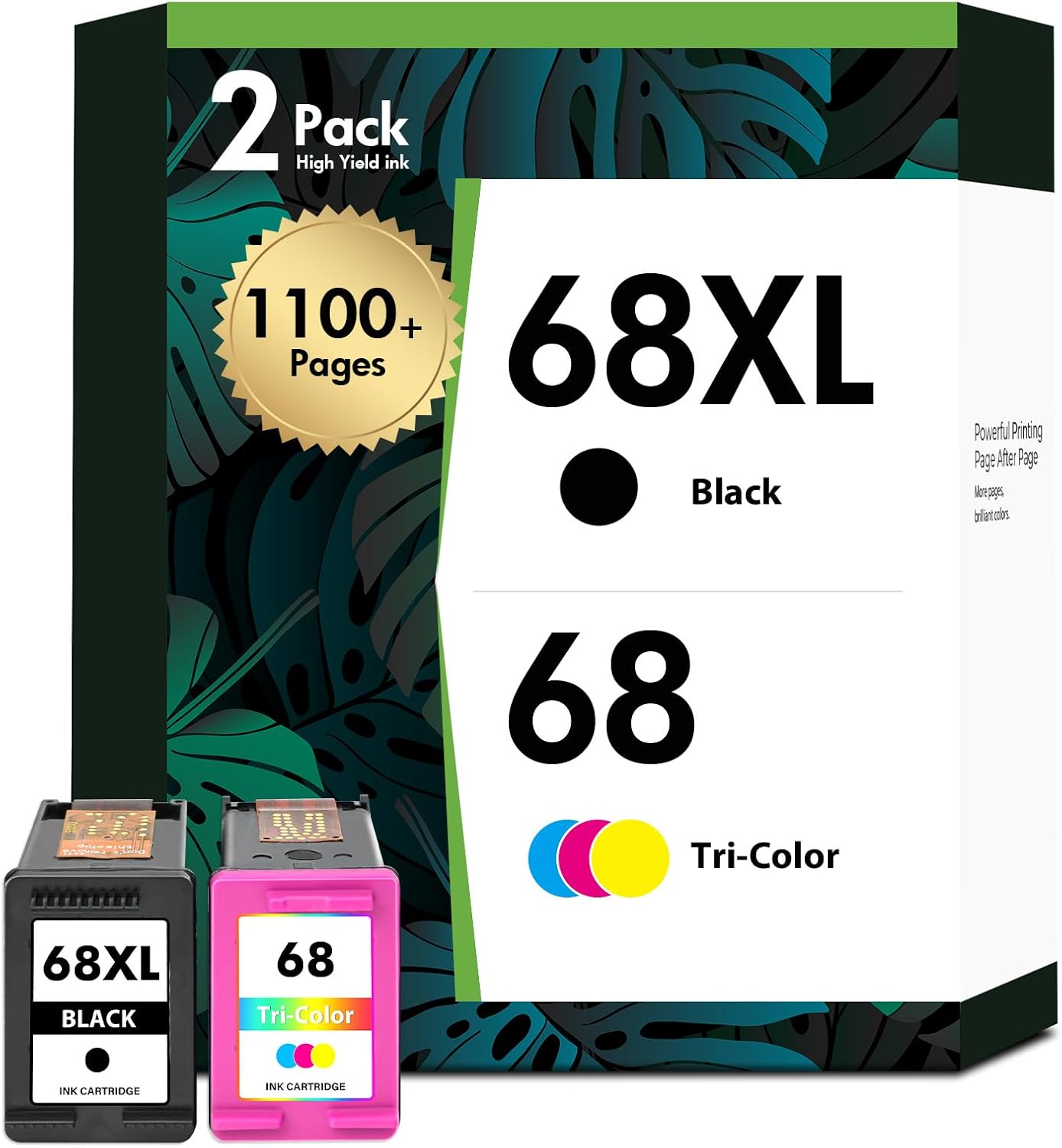68 68XL Ink Cartridges Black Color Combo Pack for HP 6155E 6555E Printers Envy 6