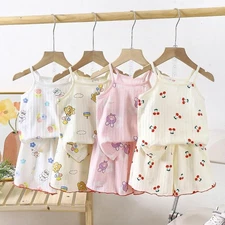 Baby Clothes Sets Summer Toddler Girl Strap Suits Cotton Printing Baby Boy Tops