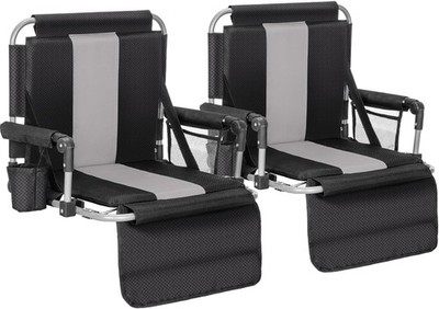 Durable Black & Grey Stadium Seats with Pockets   Perfect for Outdoor Events